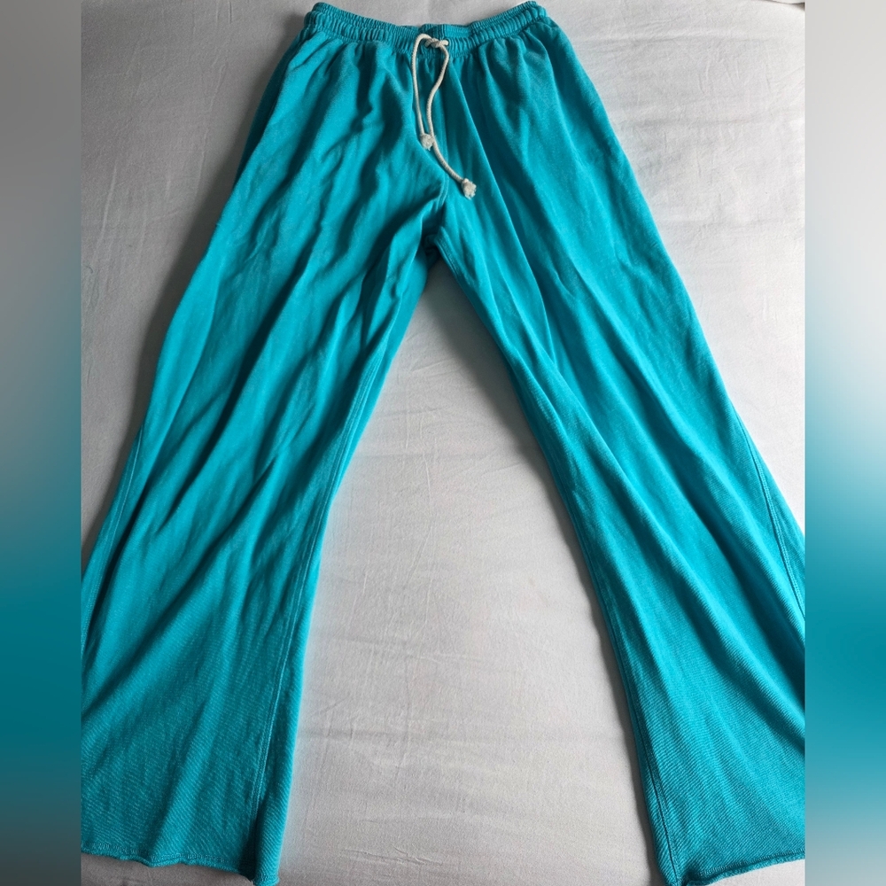 Raw Lounge Wide Leg Joggers - Aqua Blue